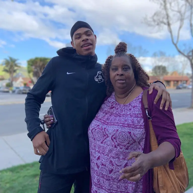 Basketball star Keshad Johnson with his mother, Rochelle