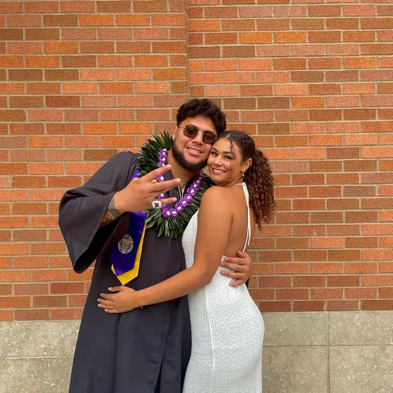 Carys joined her football star boyfriend, Troy, in his college graduation