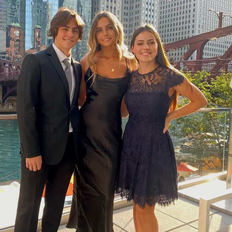 Emma Krajewski with her brother and sister