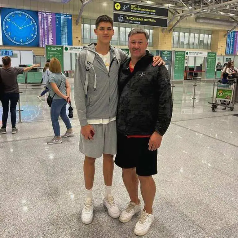 Egor Demin and His Father in Airport bidding their goodbye