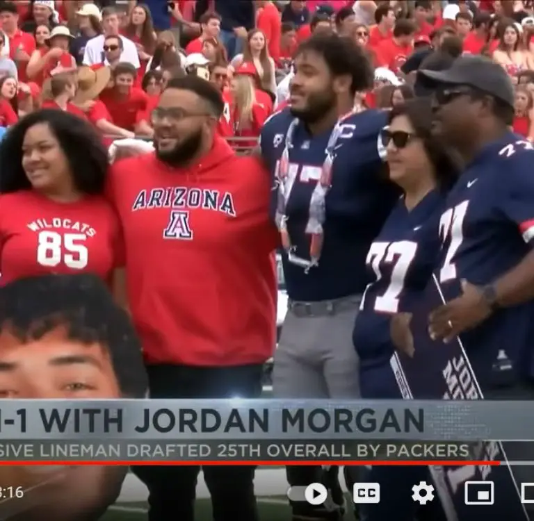 Jordan Morgan with his parents and siblings