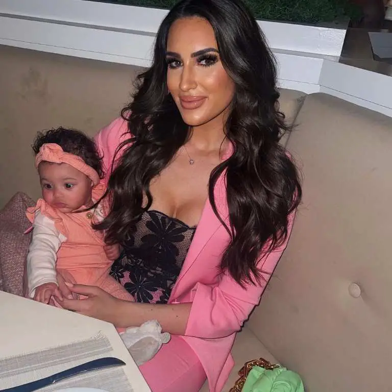 Justin Jefferson's Ex-Girlfriend, Andrea Galea posing a picture with her daughter.