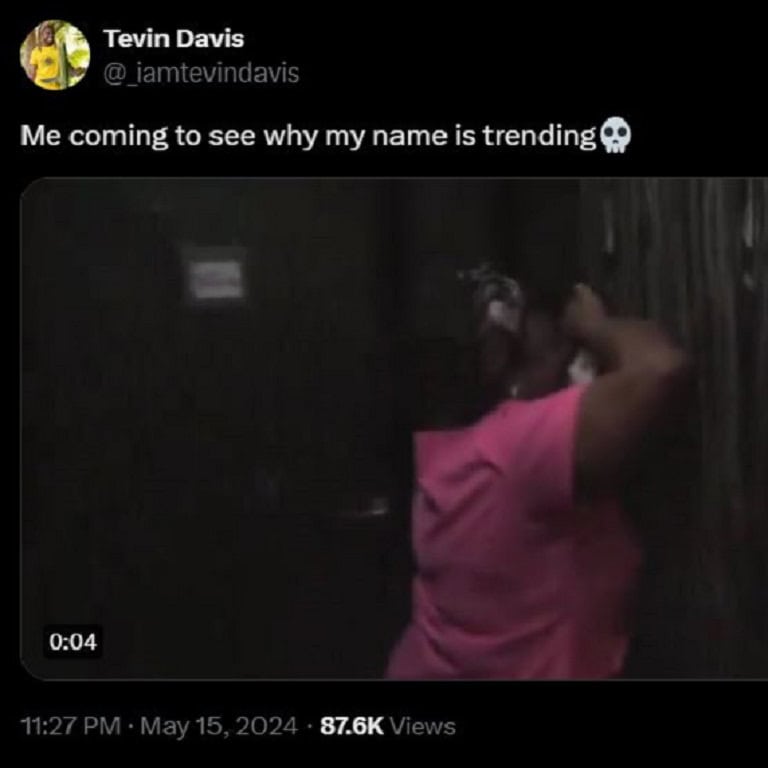 Tevin Davis posted a reaction on Twitter.