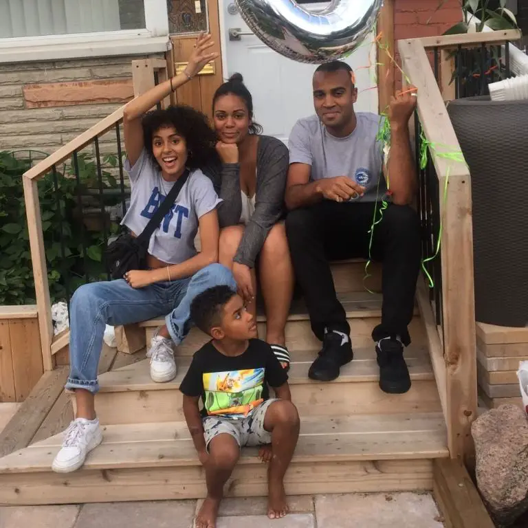 Clark Backo with her siblings in their home at Quebec in 2018.