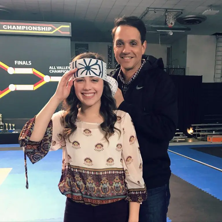 Mouser with her Cobra Kai co-star and on-screen father, Ralph Macchio