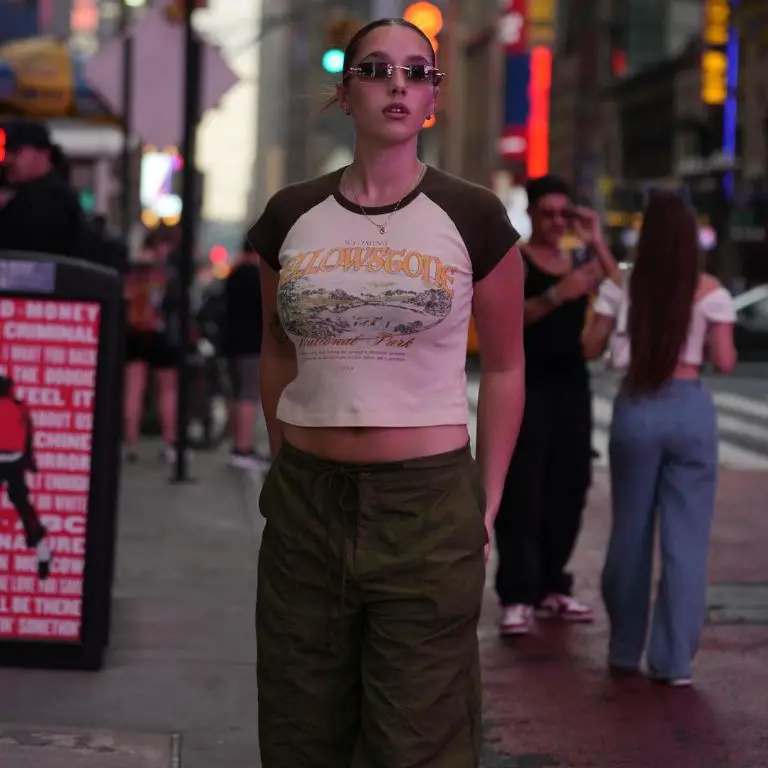 Olivia Richards during her photoshoot at New York City Times Square. 