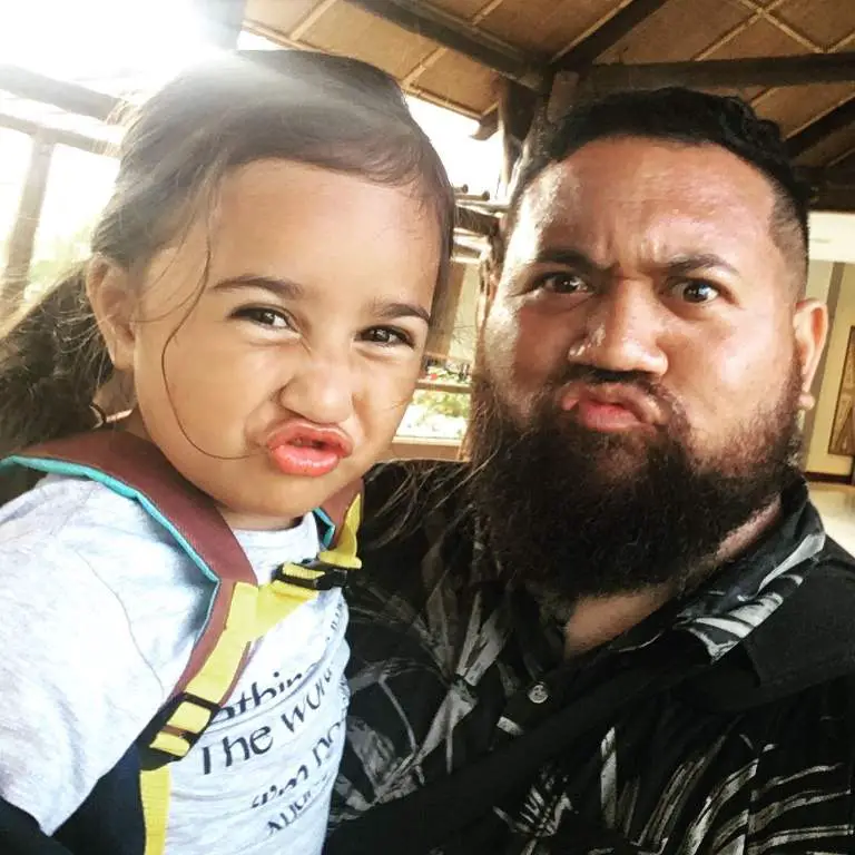 Pamela's younger brother, Joshua Savieti and her elder daughter bonding over family time.