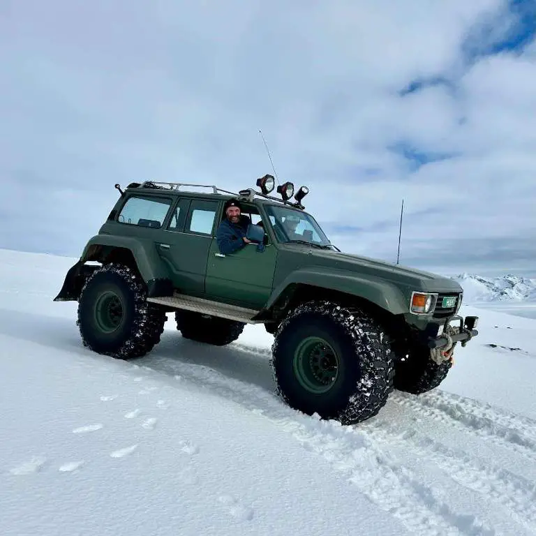 Rory McCann exploring Iceland in his jeep.