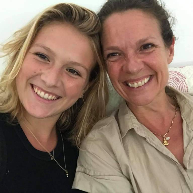 Isabela Ferrer with her mother, Heather in their home posing for a selfie