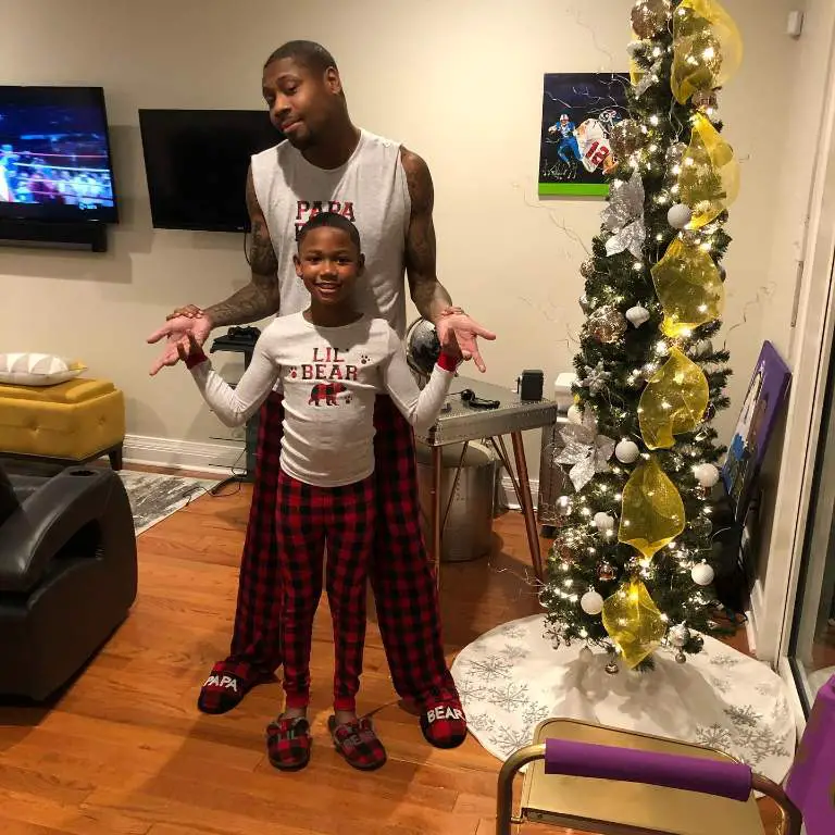 Jacoby Jones with his son, Little Jacoby enjoying family time while celebrating Christmas