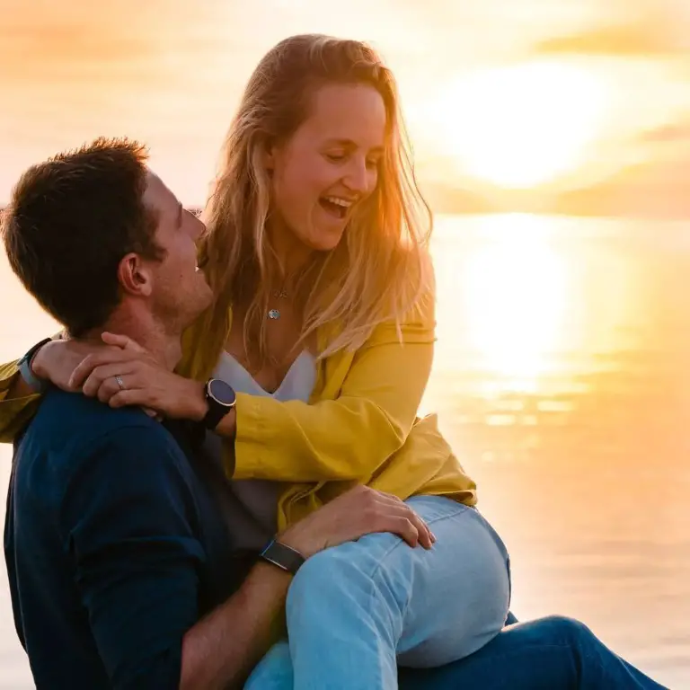 Mathew Wearn and Emma Plasschaert enjoying the sunset