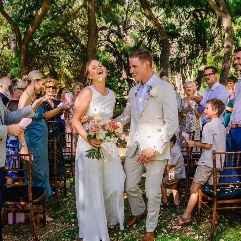 Mathew Wearn and Emma Plasschaert on their wedding day.