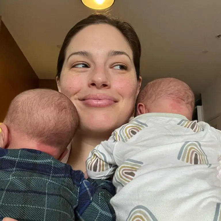 Model Ashley Graham with her twin sons