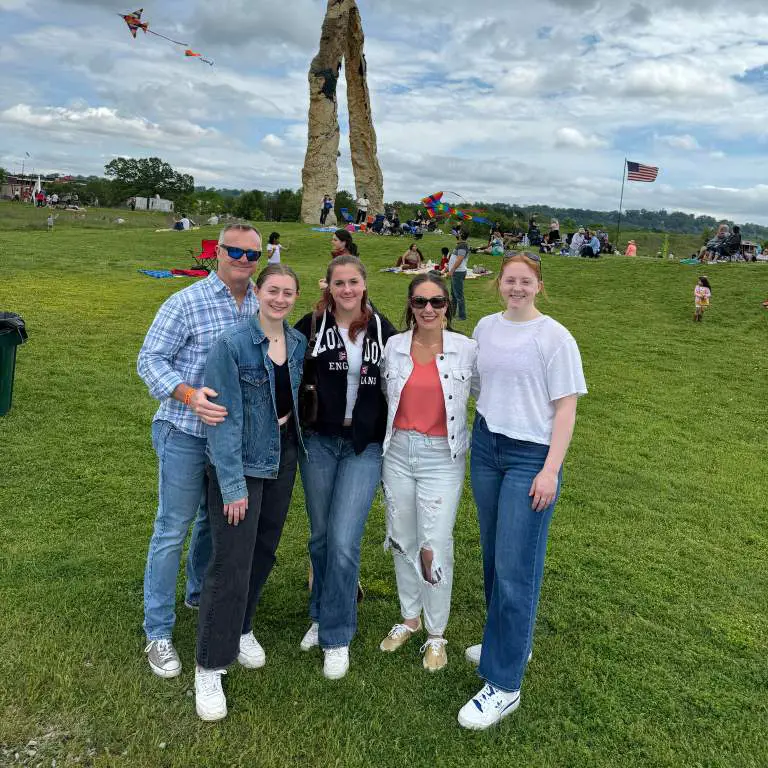 Olivia Reeves with her parents and siblings spending family time