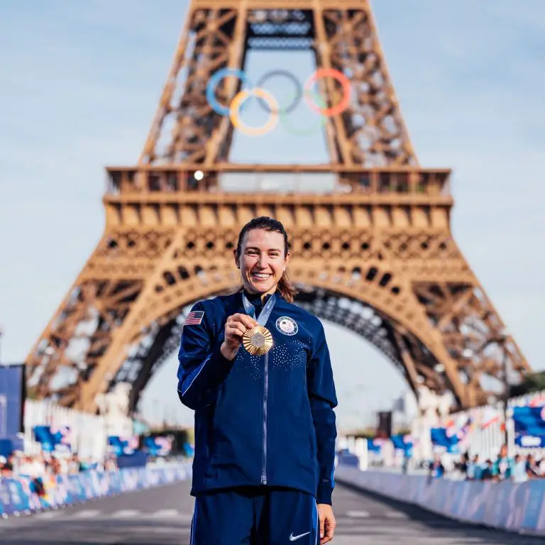 American racing cyclist Kristen Faulkner won the gold medal in women's team pursuit in track cycling.