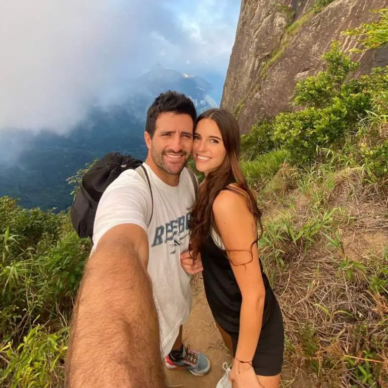 Stefano Peschiera hiking and taking pictures with his girlfriend, Paula Yábar.