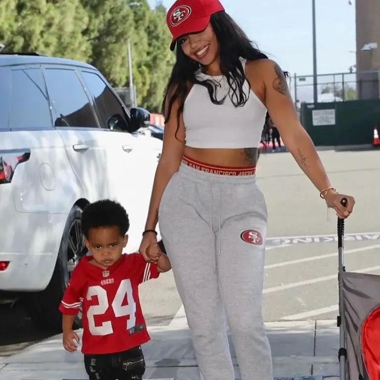 Allahbia Mitchell with her son Nike outside the Levi's Stadium during the 49ers Game.