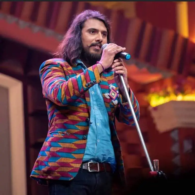 Bharat Mani Poudel photographed during his performance in Comedy Champions