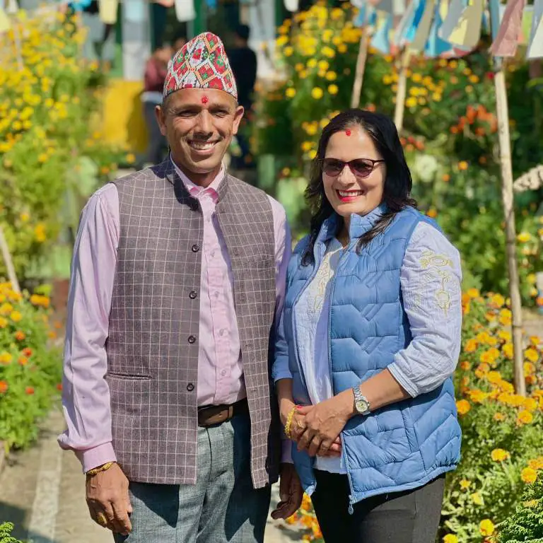 Bharat Mani Poudel's Parents photgraphed while celebrating his mother's birthday