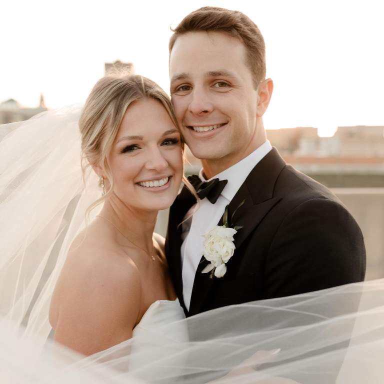 Brock Purdy with his newly wedded wife, Jenna Purdy posing for the pictures.