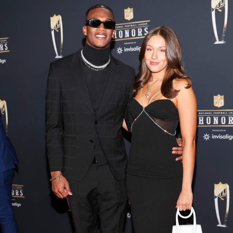 Garrett Wilson photographed with his ex-girlfriend, Tatum at the 12th Annual NFL Honors