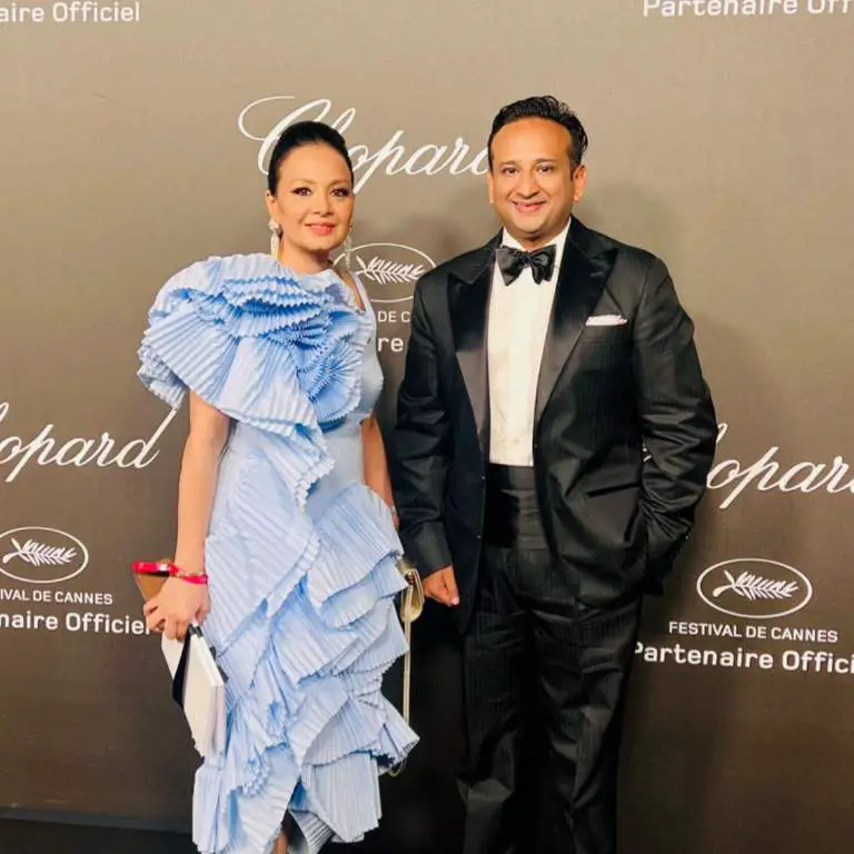 Nirvana Chaudhary photographed while attending Cannes with his wife, Ashrayata Karki Chaudhary