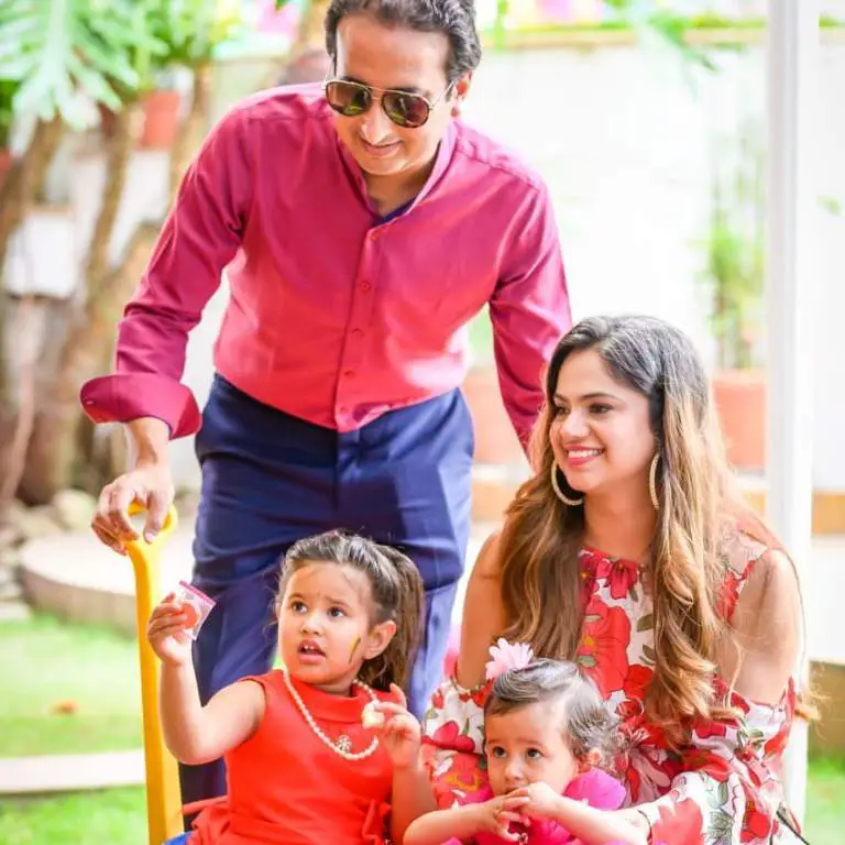 Rahul Chaudhary with his wife, Surabhi and children spending quality time while playing with their children