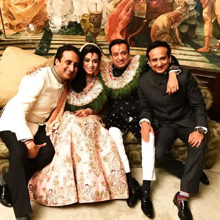 Varun Chaudhary with his fiance Anushree and his brothers during his engagement in December 2016.