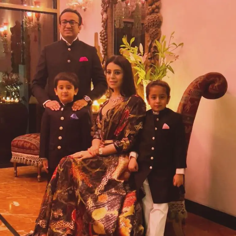 Varun with his wife Anushree and kids preparing for a function in the Chaudhary Villa in Kathmandu.