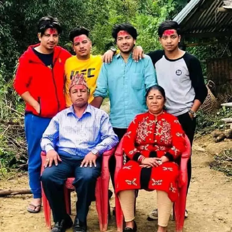 Prakash Saput with his family members.