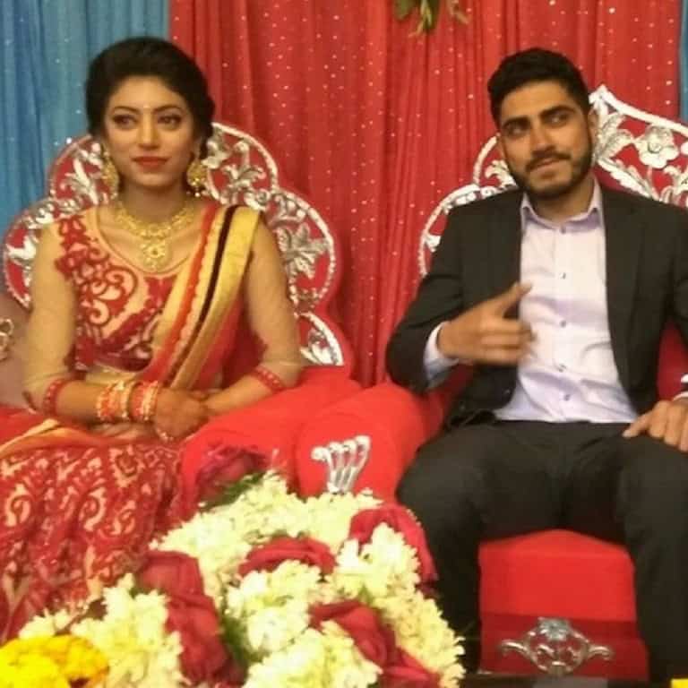 Rochak Mainali with his wife.