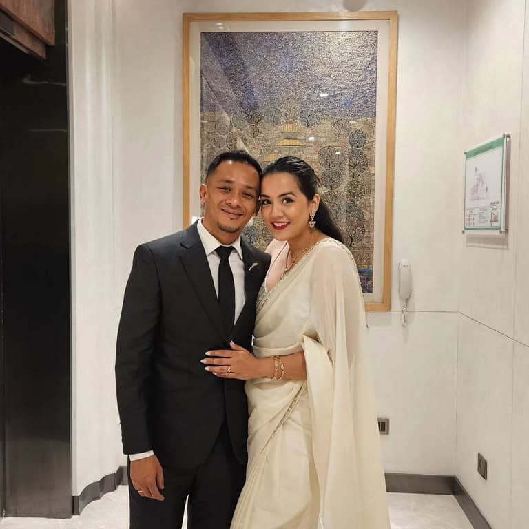 Sadichha Shrestha with her husband.