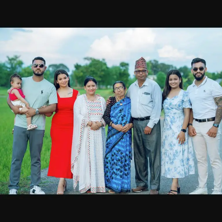 Kushal Bhurtel with his family- parents, siblings, grandmother, and his brother-in-law