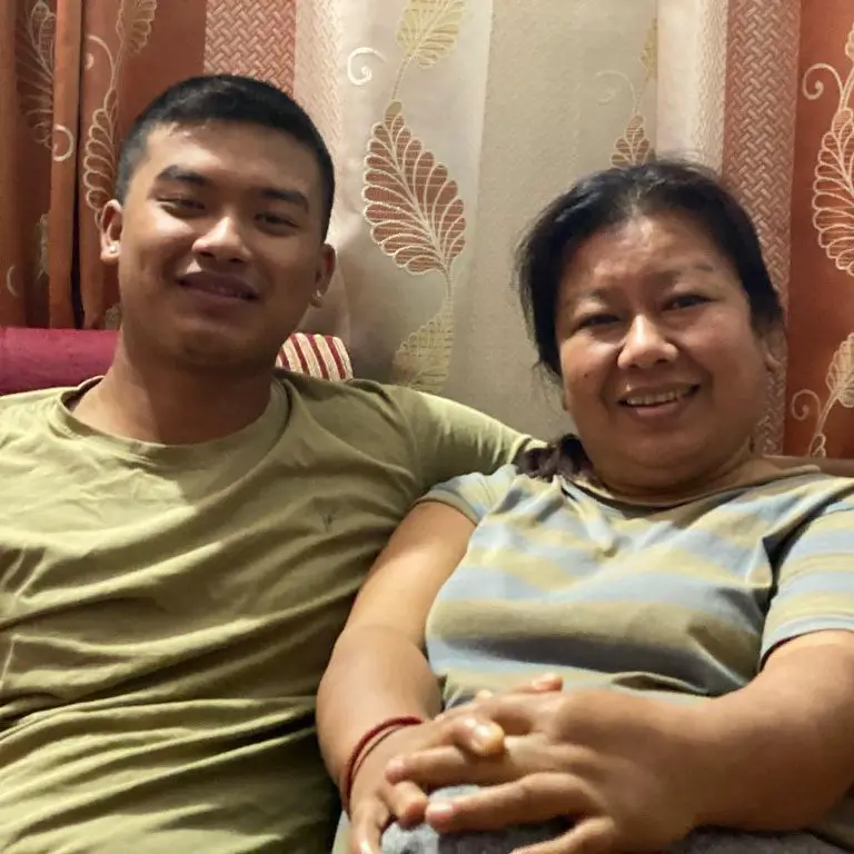 Kushal Malla with his mother Sarmila Malla in their home at Chandragiri, Kathmandu.