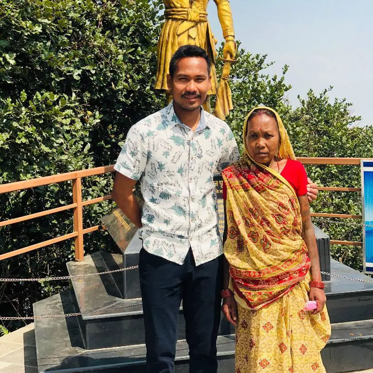 Lalit Rajbanshi with his mother in his hometown Biratnagar.