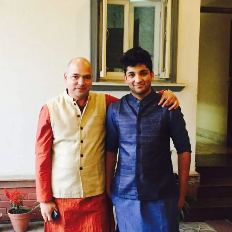 Shekhar Golchha celebrating Diwali in his house with his son, Abhimanyu Golchha after six years