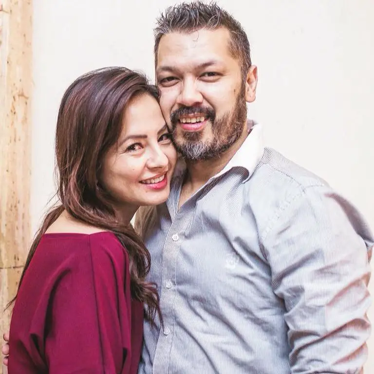 Malvika Subba with her husband Rijay Shrestha in 2018.