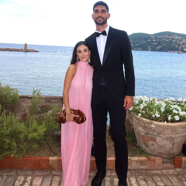 Santi Aldama with his Girlfriend, Pilar Barquín Pardo at the wedding of basketball player Killian Tillie and Hailee in August earlier this year.