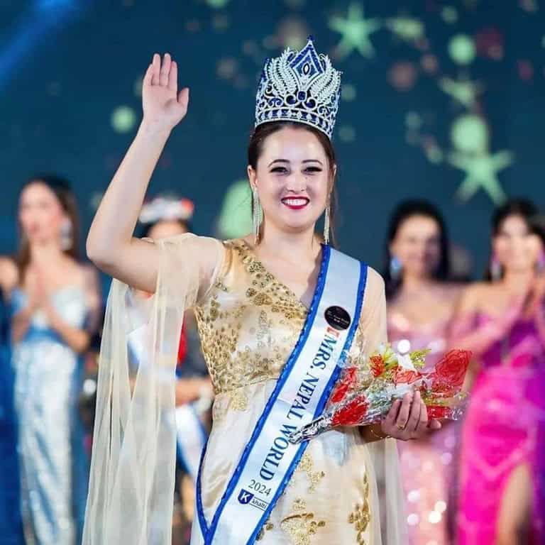 Denila Karki won Mrs Nepal World 2024.