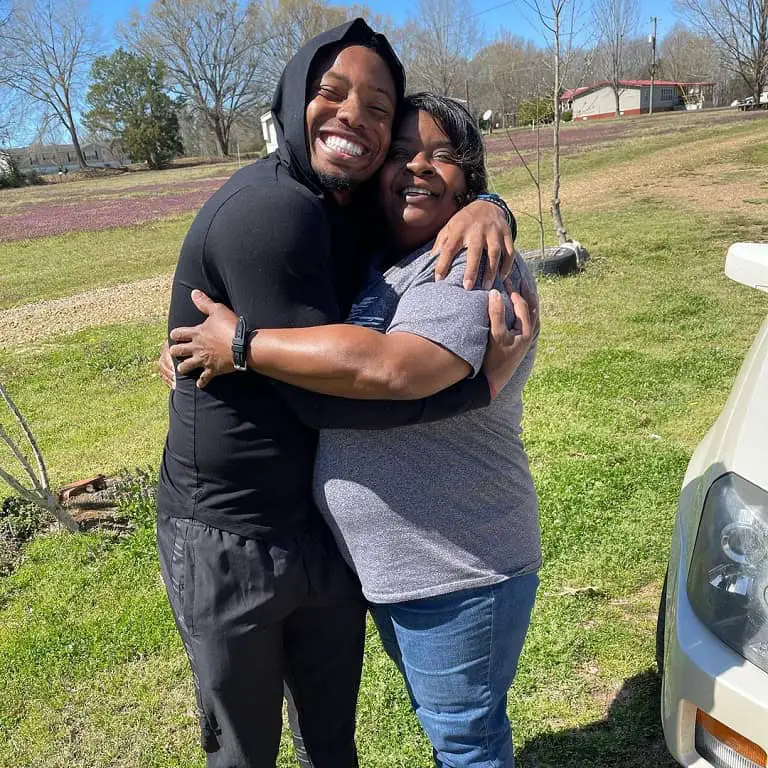 Kenneth Gainwell with his mother.