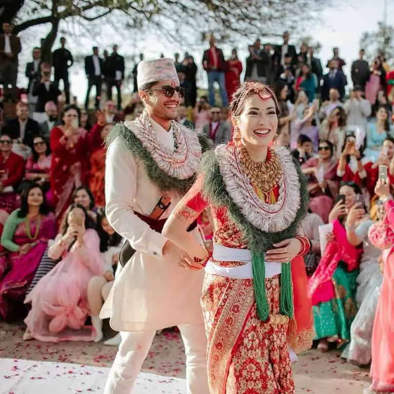 Shrinkhala Khatiwada with her husband.